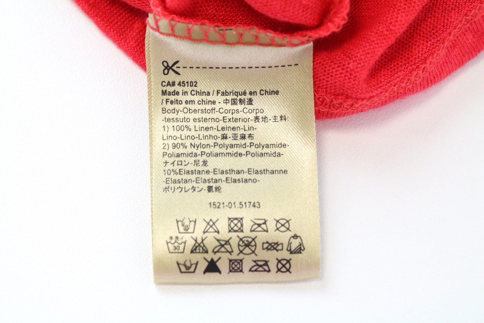 MAISON SCOTCH Women T-Shirt M Bright Red Pure Linen Lace Short Sleeved Pull On