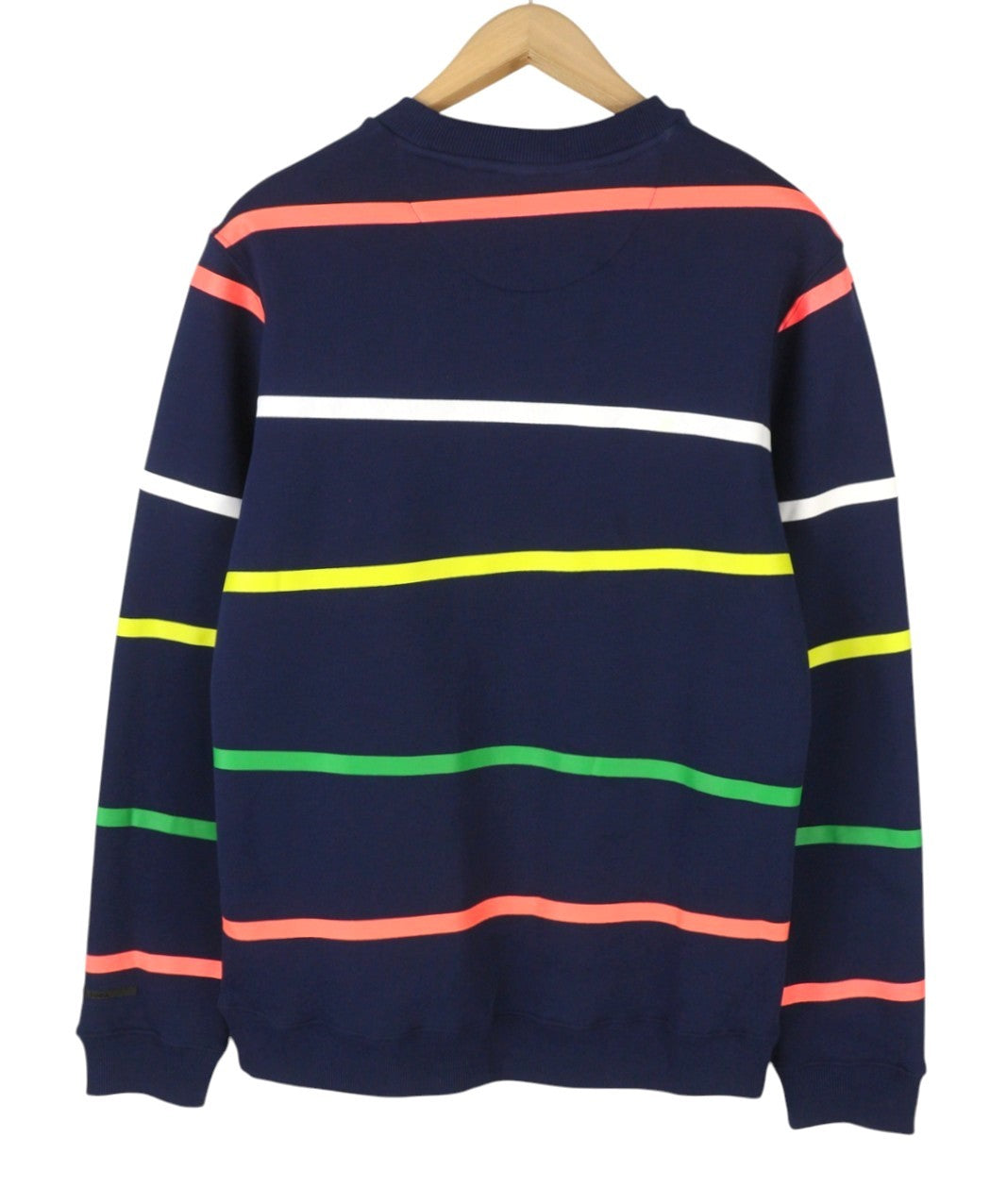 SCOTCH & SODA Men Sweatshirt M Dark Blue Striped Crew Neck Long Sleeve Pull On