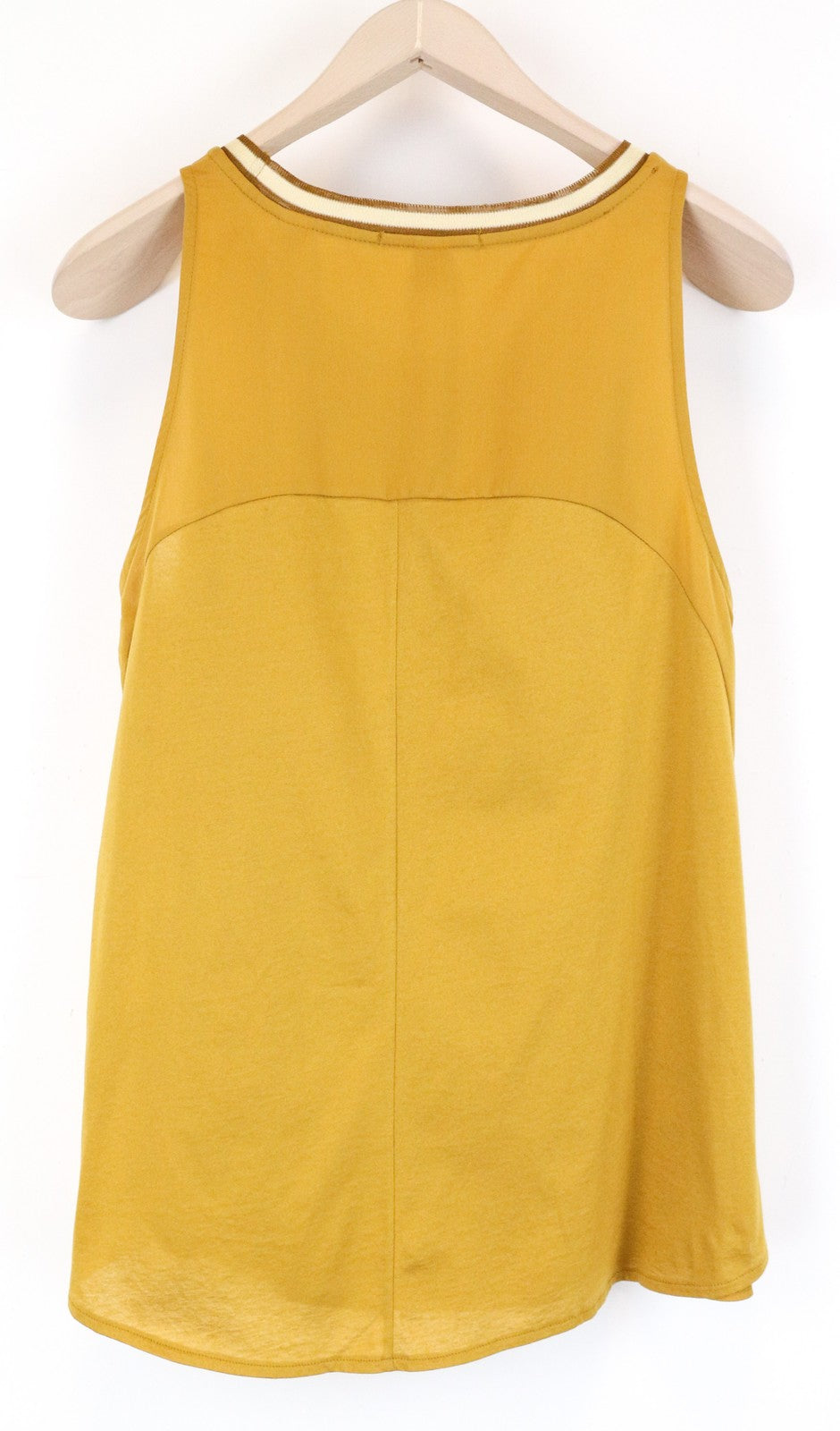 MAISON SCOTCH Women T-Shirt M Mustard Yellow Sleeveless Round Neck Pull On