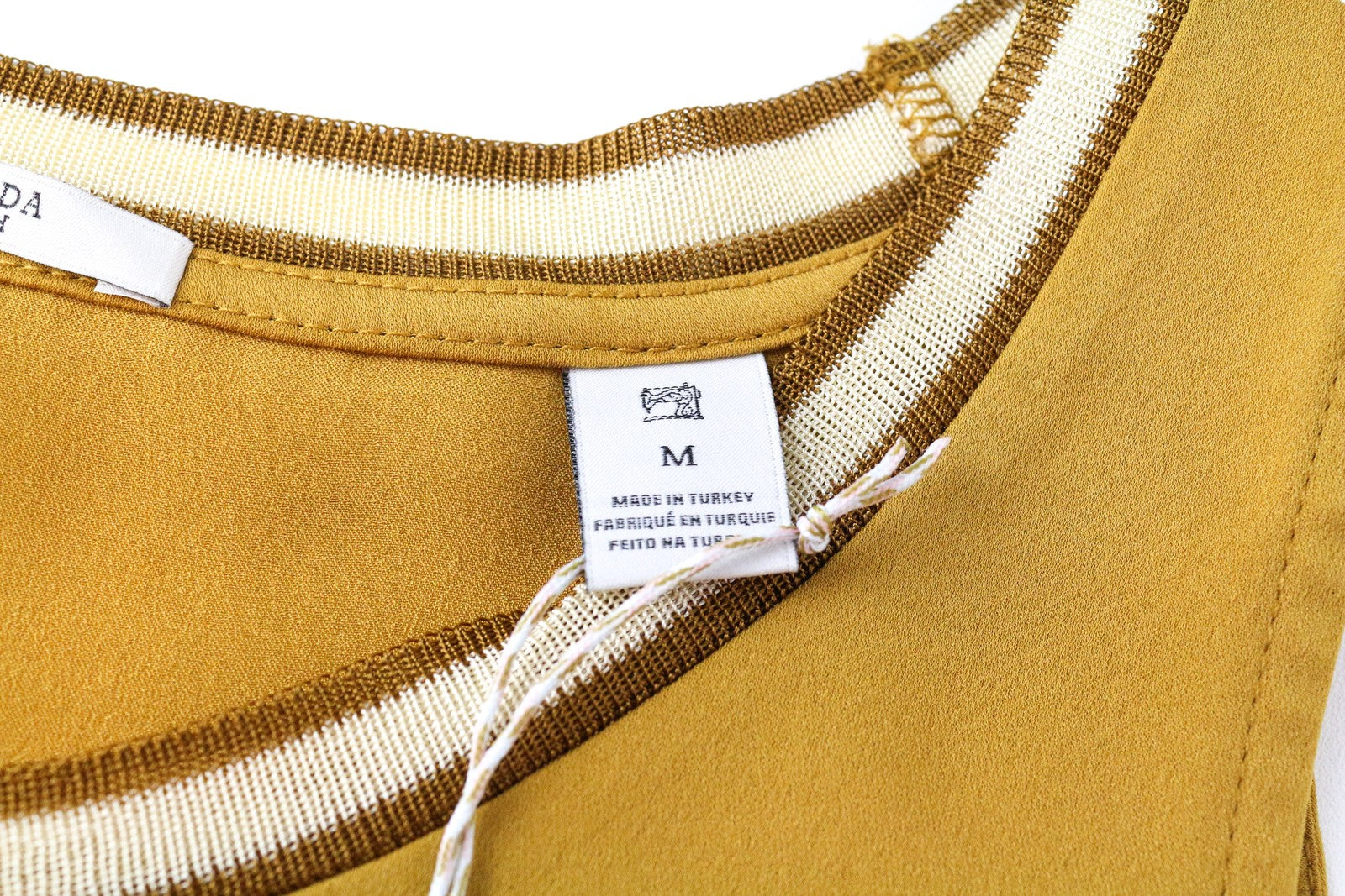 MAISON SCOTCH Women T-Shirt M Mustard Yellow Sleeveless Round Neck Pull On