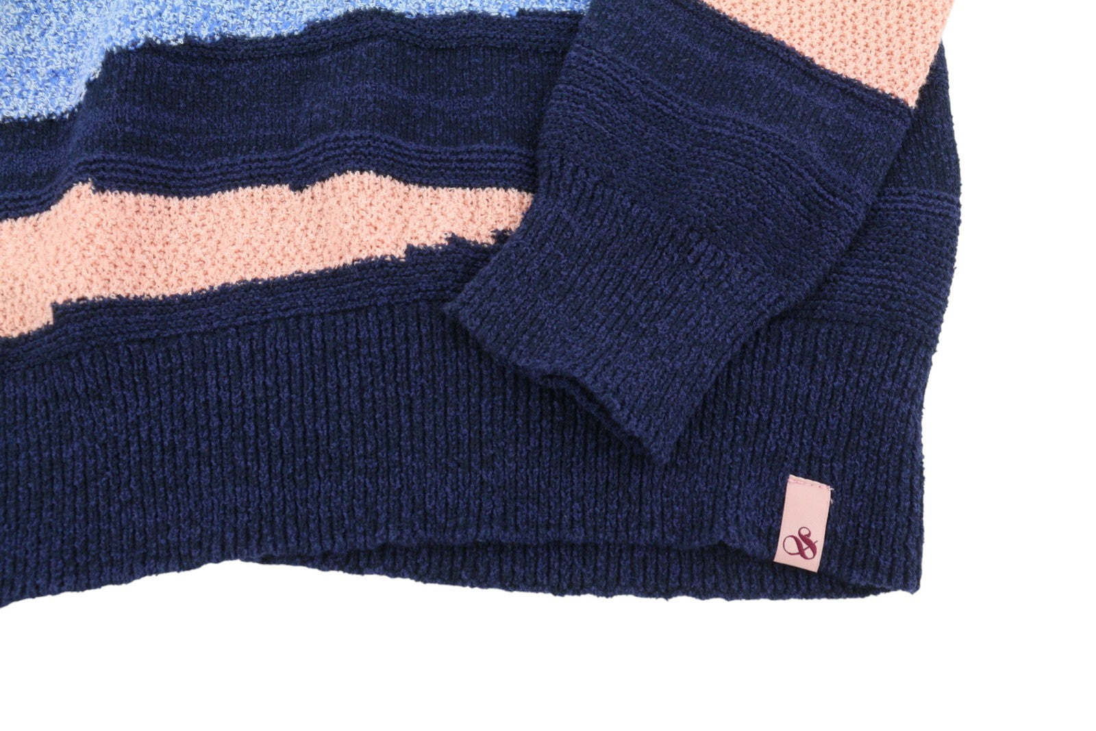SCOTCH & SODA Men Jumper L Dark Blue Patterned Tight Knit V-Neck Pull On