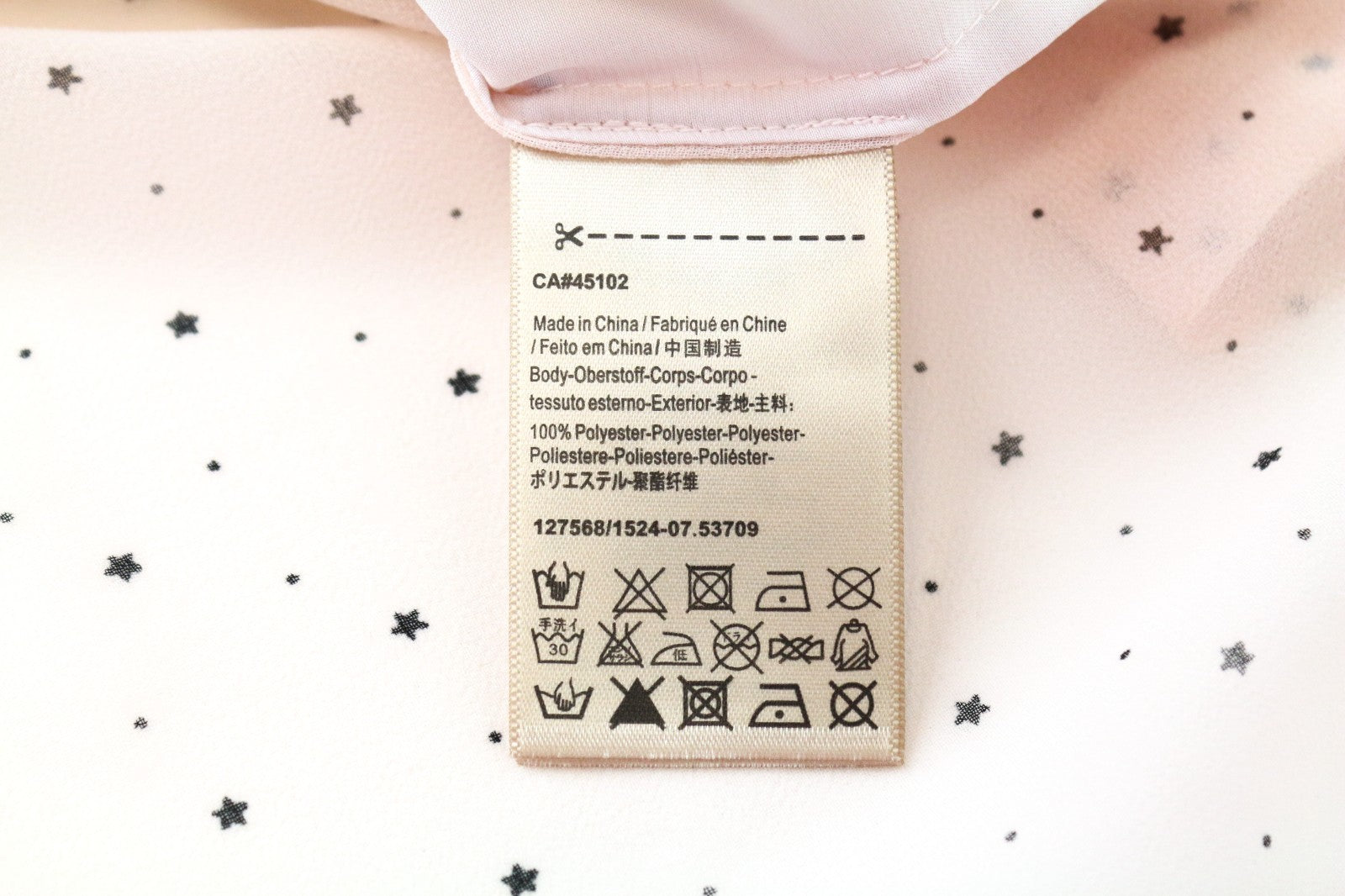 MAISON SCOTCH Women T-Shirt S Light Pink Star Pattern Logo Print Lightweight