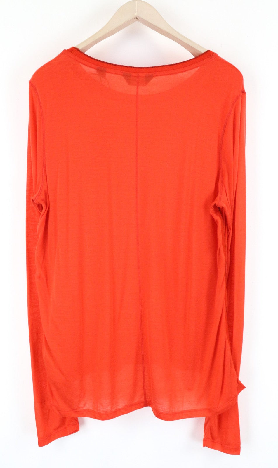 MAISON SCOTCH Women T-Shirt XL Red See-Through Long Sleeved Round Neck Pull On