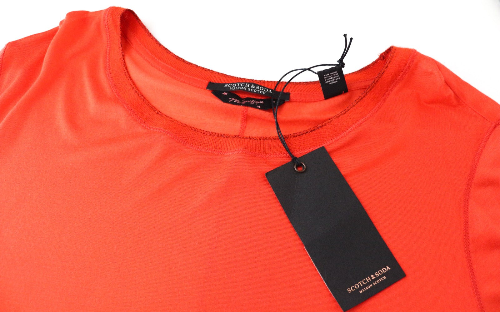 MAISON SCOTCH Women T-Shirt XL Red See-Through Long Sleeved Round Neck Pull On