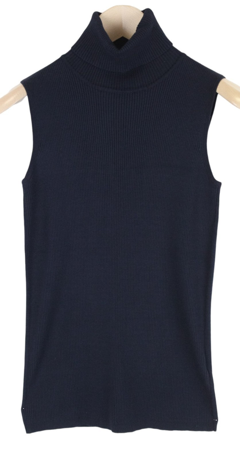 SUISTUDIO Women Jumper 2XS Navy Sleeveless High-Neck Knitted Pull On Vest