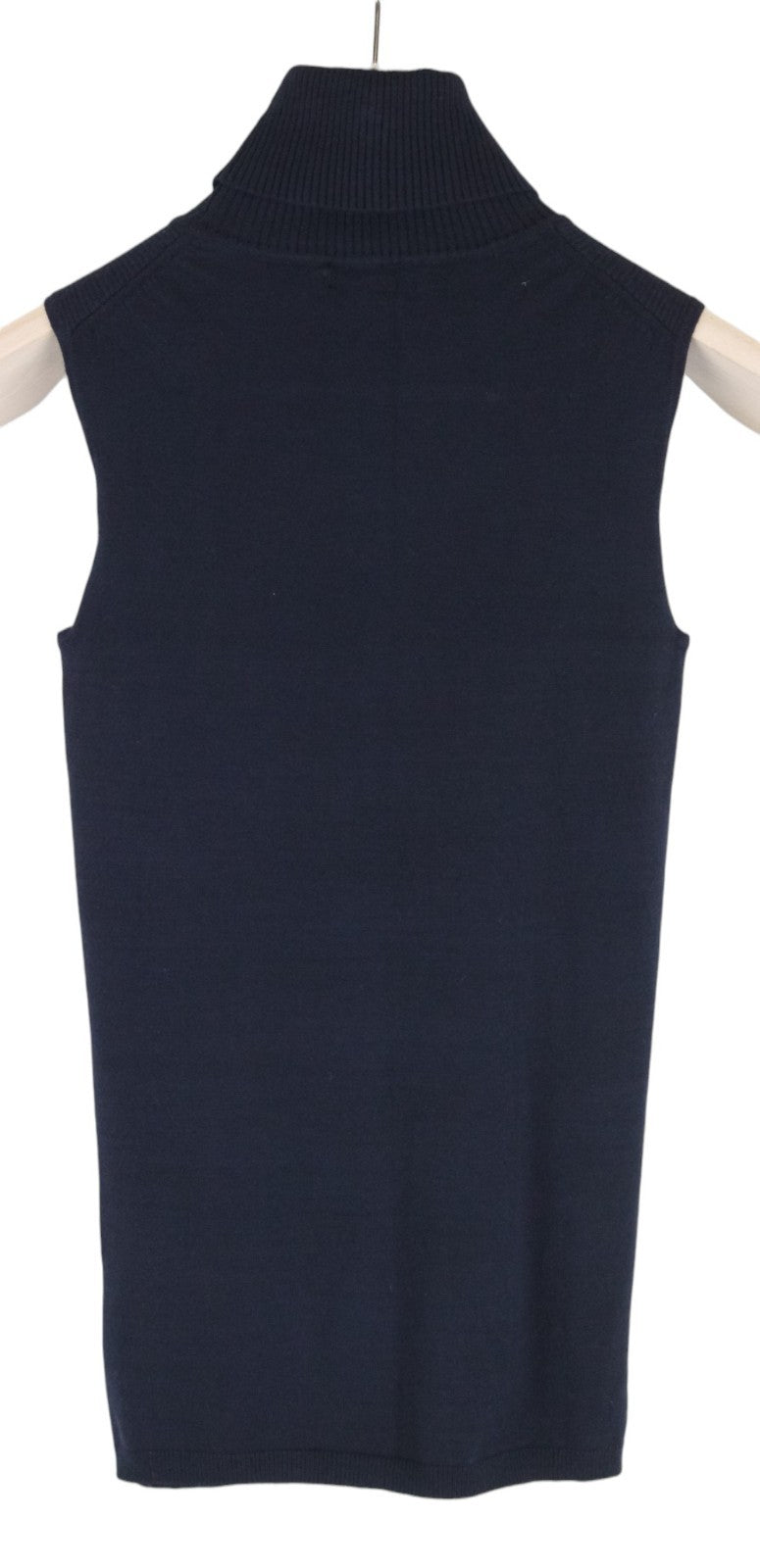 SUISTUDIO Women Jumper 2XS Navy Sleeveless High-Neck Knitted Pull On Vest