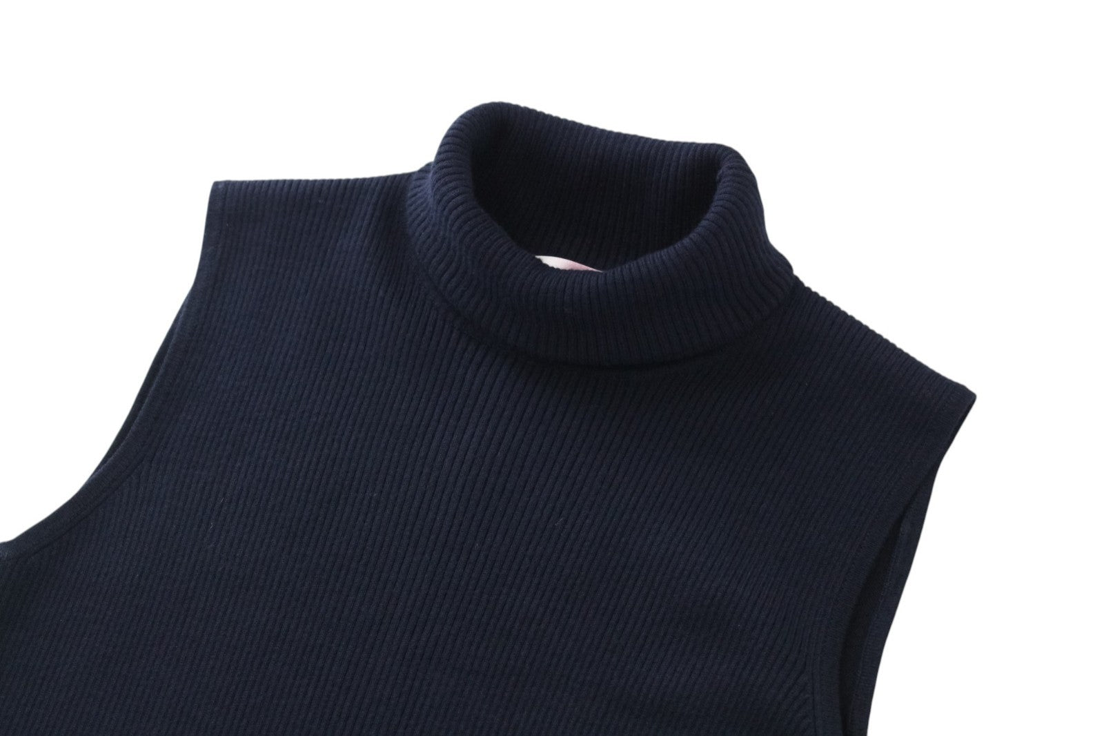 SUISTUDIO Women Jumper 2XS Navy Sleeveless High-Neck Knitted Pull On Vest