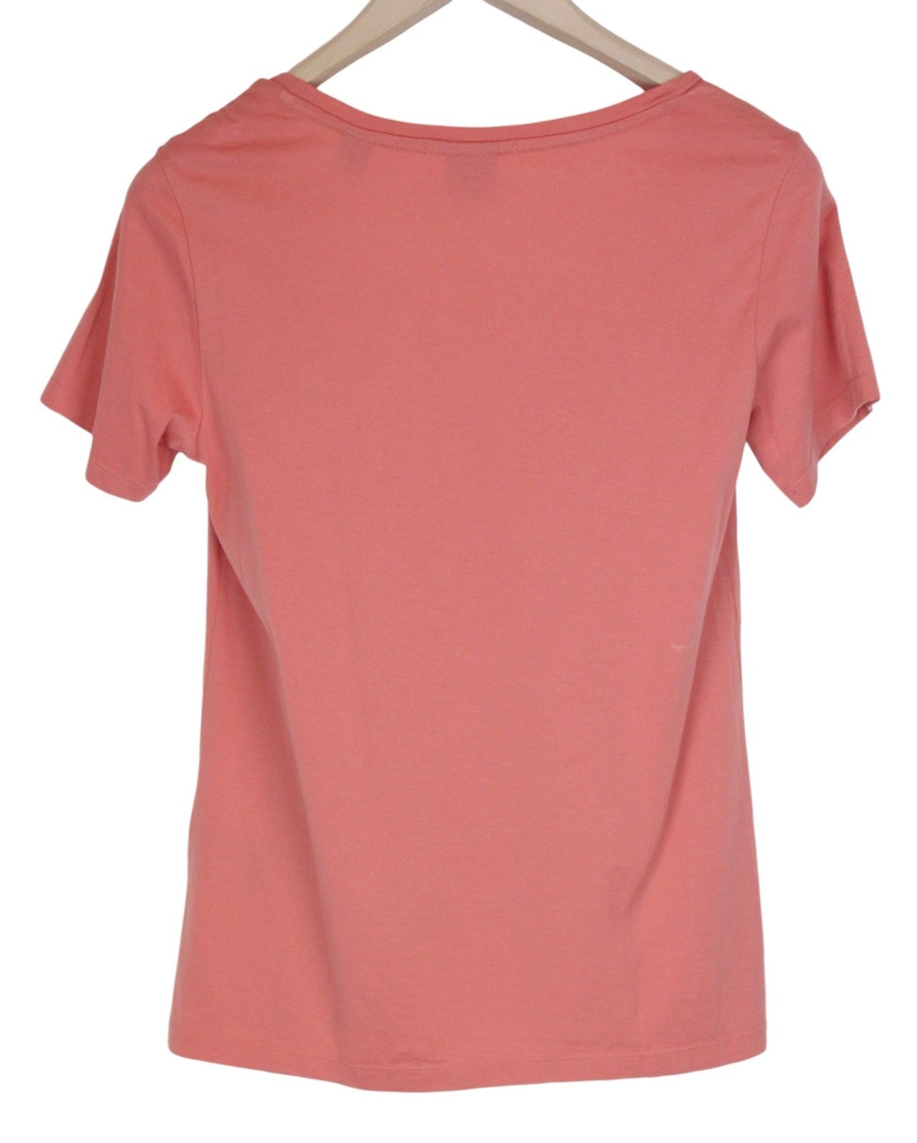 MAISON SCOTCH Women T-Shirt S Pink Pure Cotton Short Sleeved Round Neck Pull On