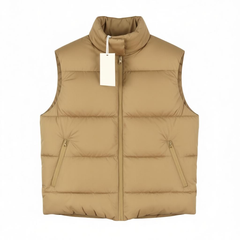 YAS Roberta Padded Women Waistcoat M Brown Quilted High Neck Zip Vest
