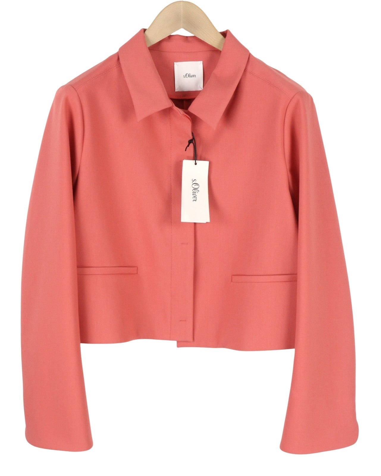 S.OLIVER Women Blazer EU42 Pink Hidden Button Closure Spread Neck Unlined