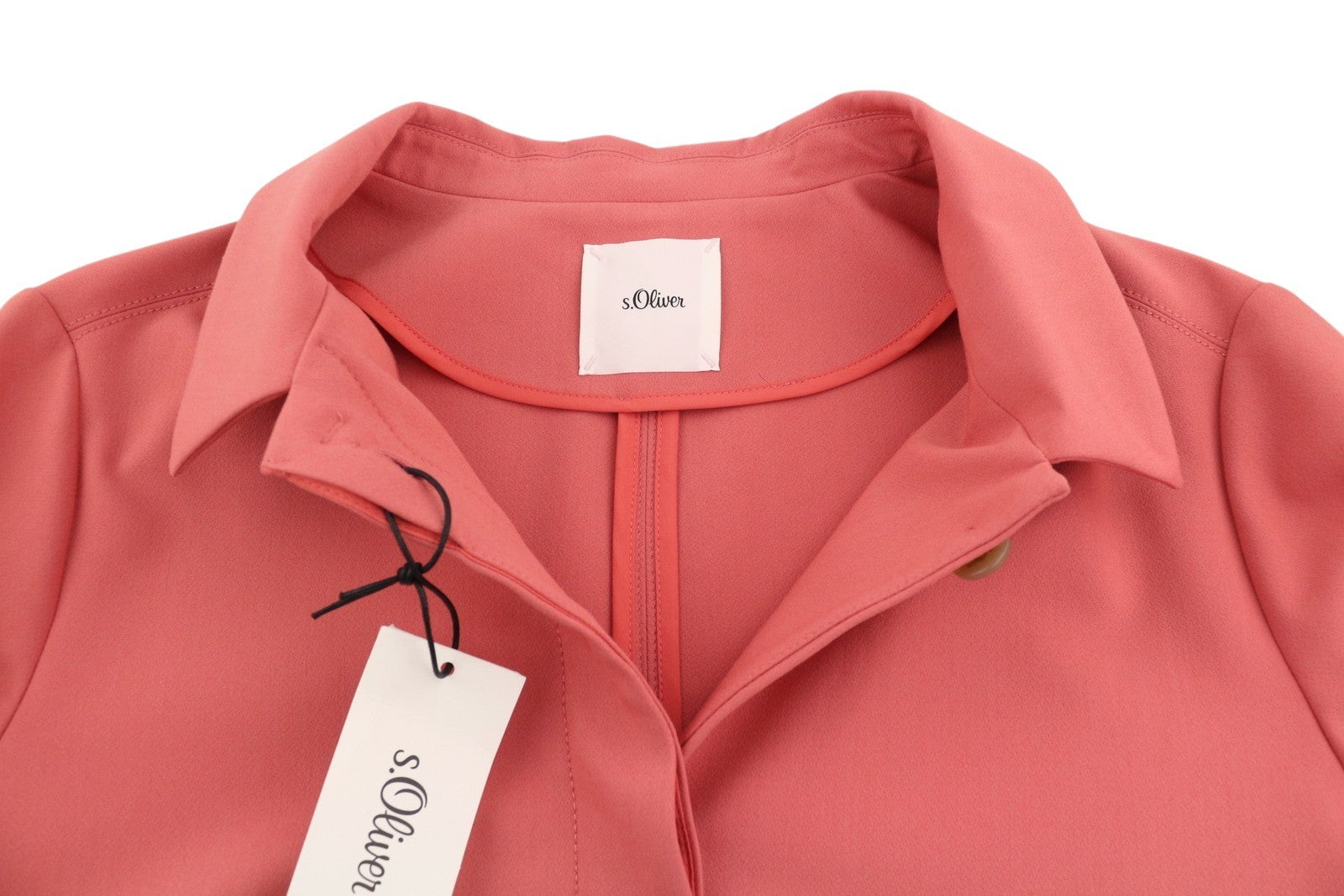 S.OLIVER Women Blazer EU42 Pink Hidden Button Closure Spread Neck Unlined
