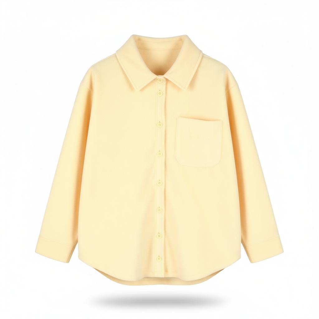 URBAN Iets Frans Women Jacket S Light Yellow Fleece Button-Up Unlined Shirt