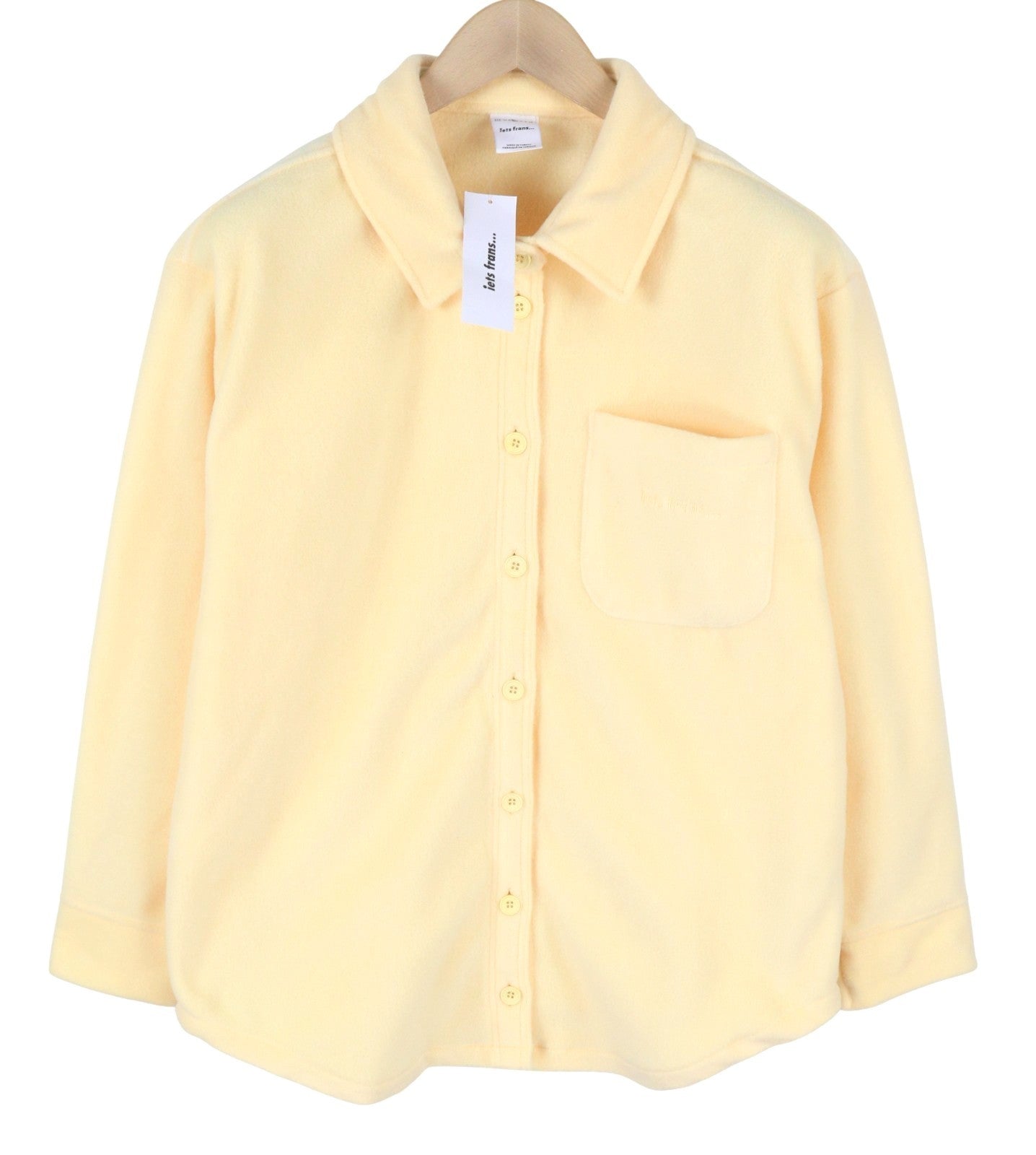 URBAN Iets Frans Women Jacket S Light Yellow Fleece Button-Up Unlined Shirt