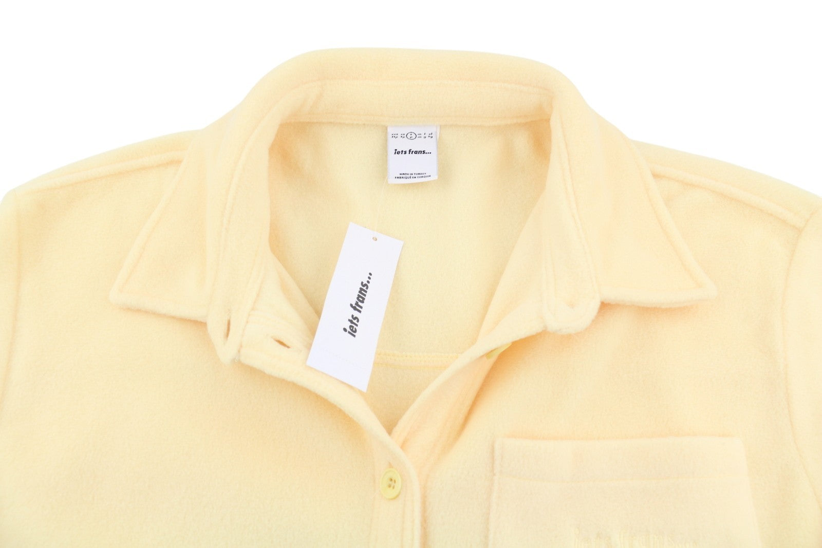 URBAN Iets Frans Women Jacket S Light Yellow Fleece Button-Up Unlined Shirt