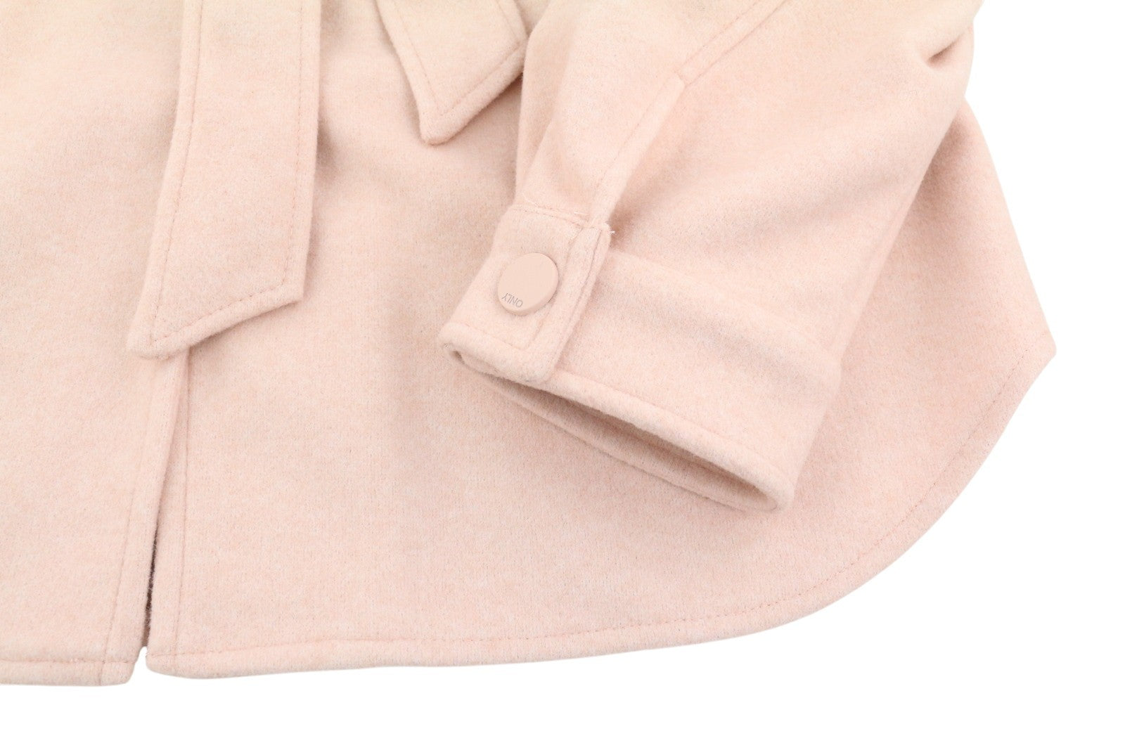 ONLY Dawn BF Shacket Women Coat M Light Pink Melange Belted Snap Closure