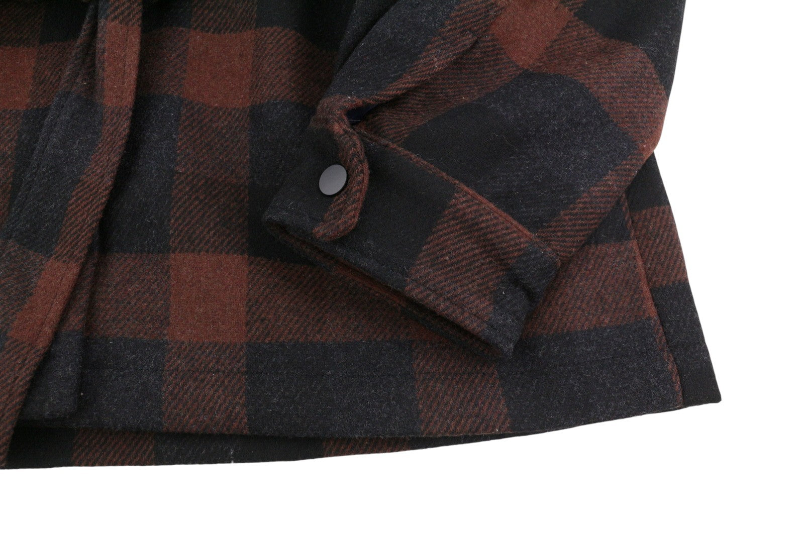 JJXX Blanca Overshirt Women Coat S Black Plaid Belted Snap Button Wool Blend