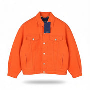 JJXX Mocca Canvas Women Jacket S Red Orange Oversized Denim Button Trucker