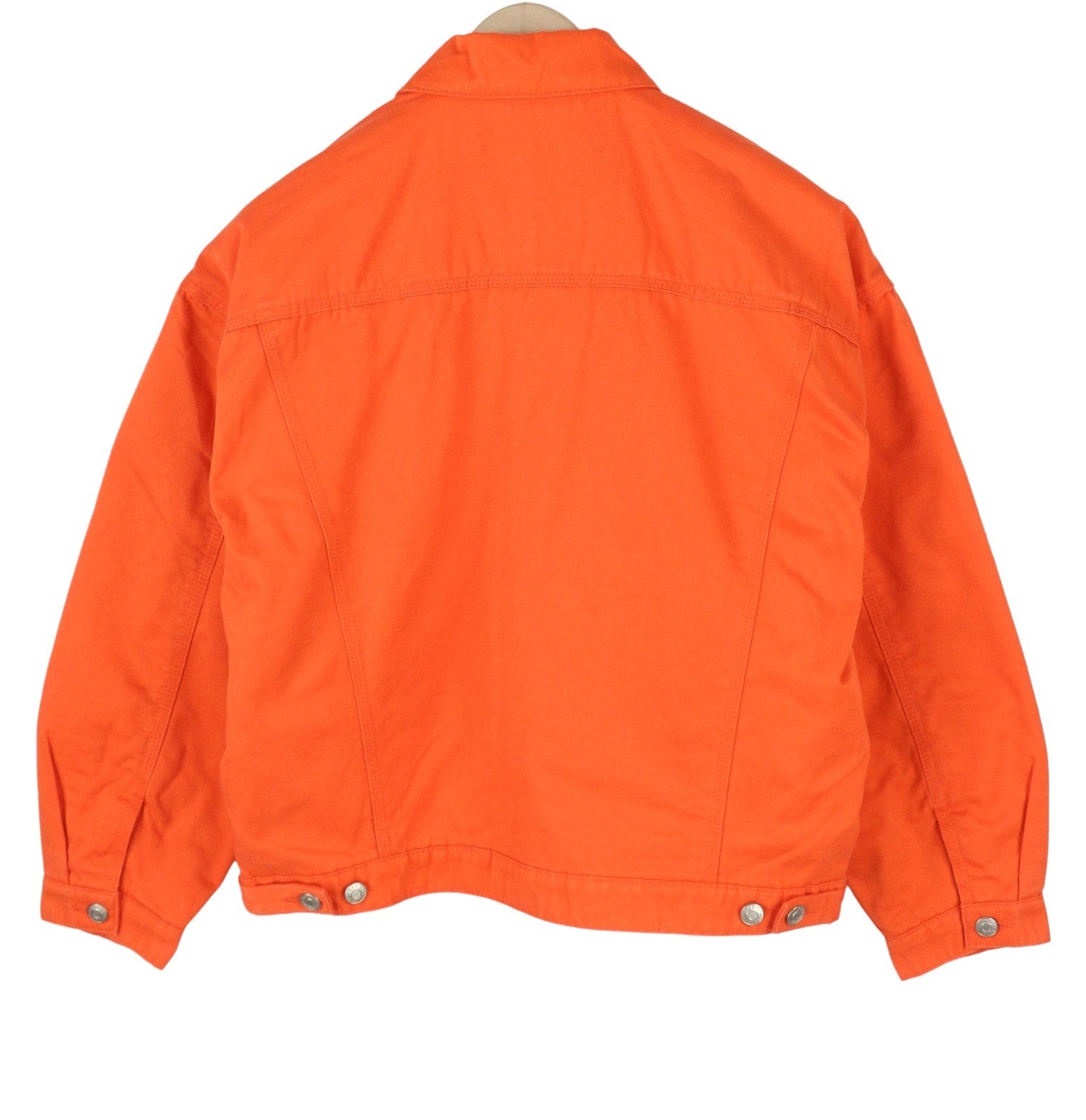 JJXX Mocca Canvas Women Jacket S Red Orange Oversized Denim Button Trucker
