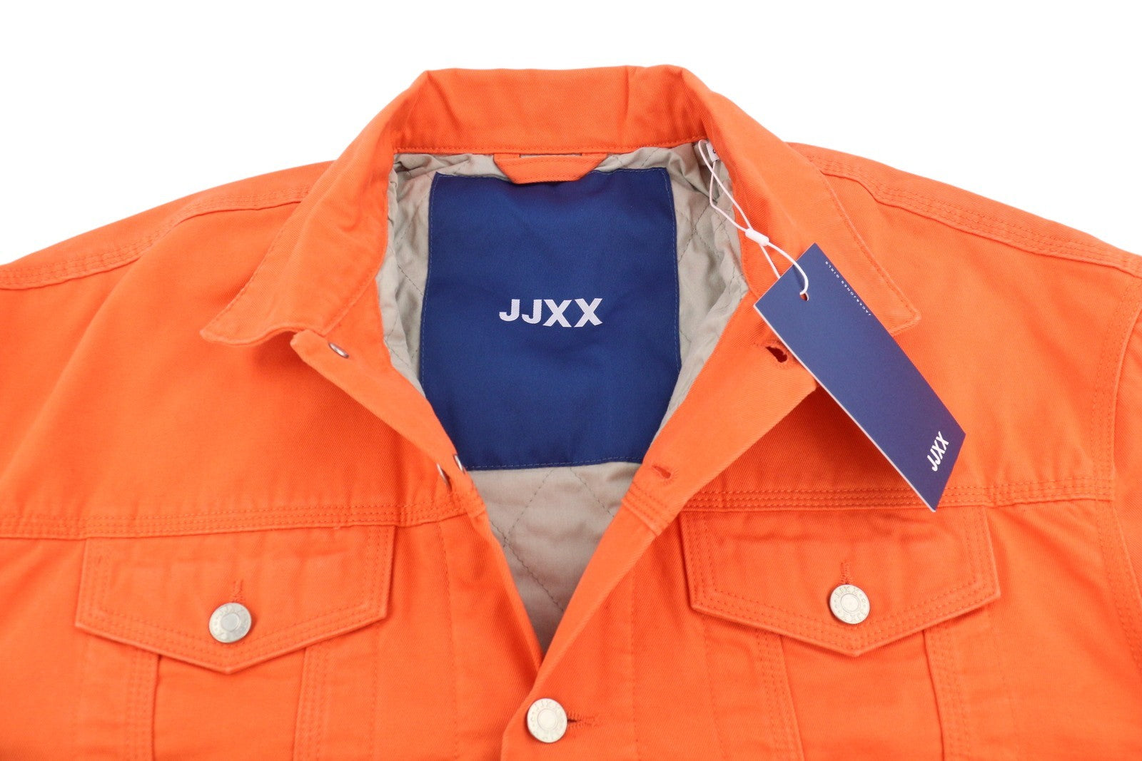 JJXX Mocca Canvas Women Jacket S Red Orange Oversized Denim Button Trucker