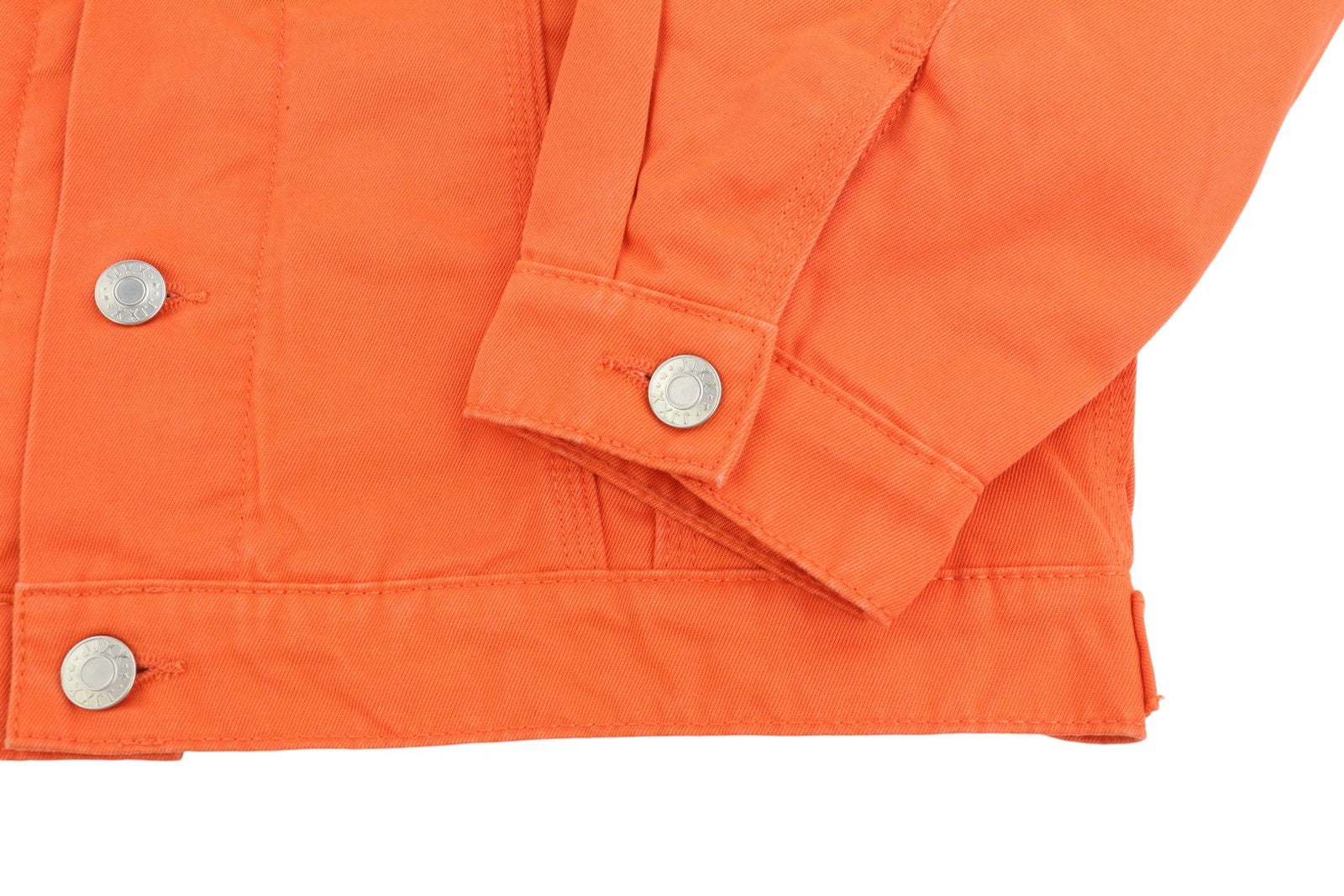 JJXX Mocca Canvas Women Jacket S Red Orange Oversized Denim Button Trucker