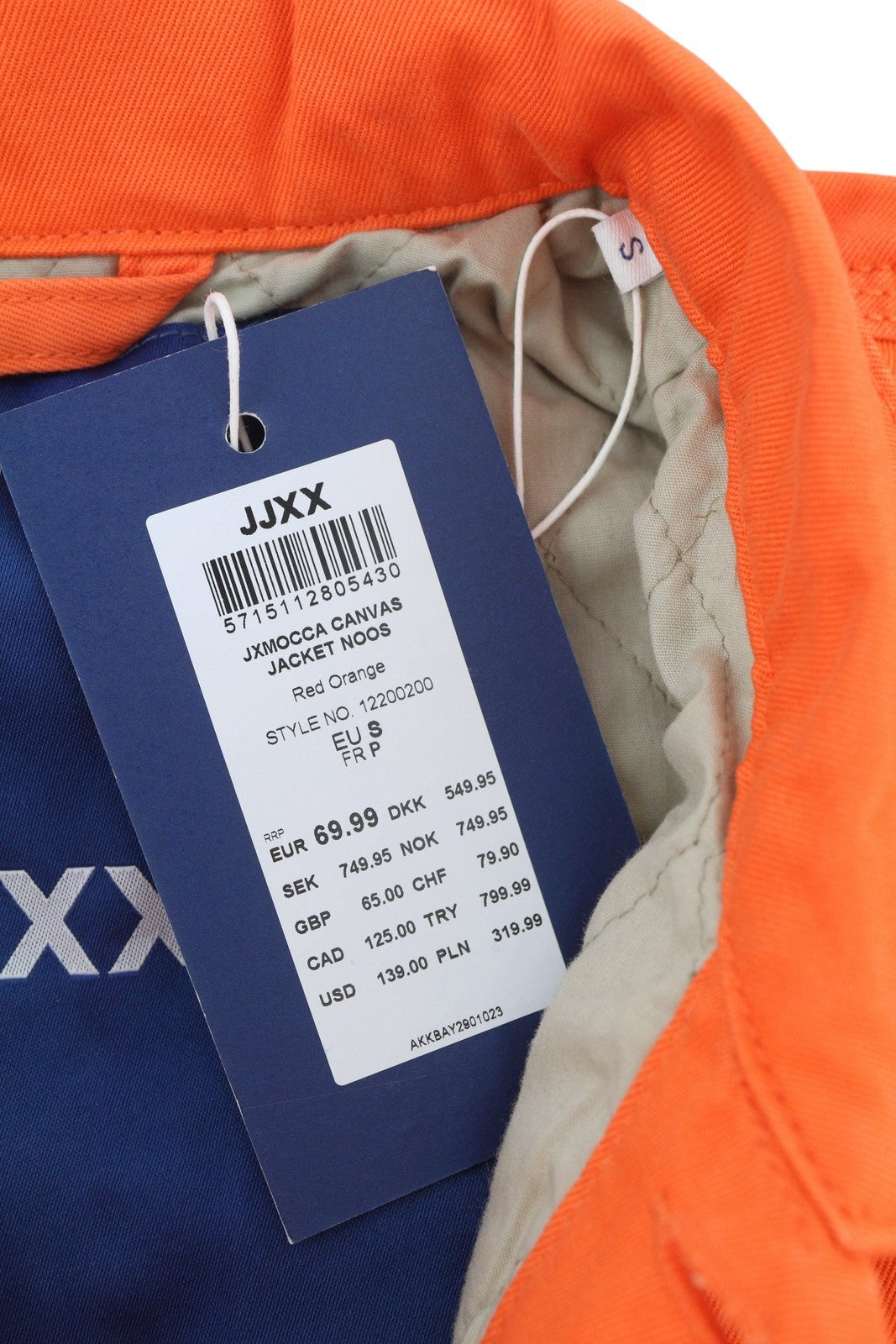 JJXX Mocca Canvas Women Jacket S Red Orange Oversized Denim Button Trucker