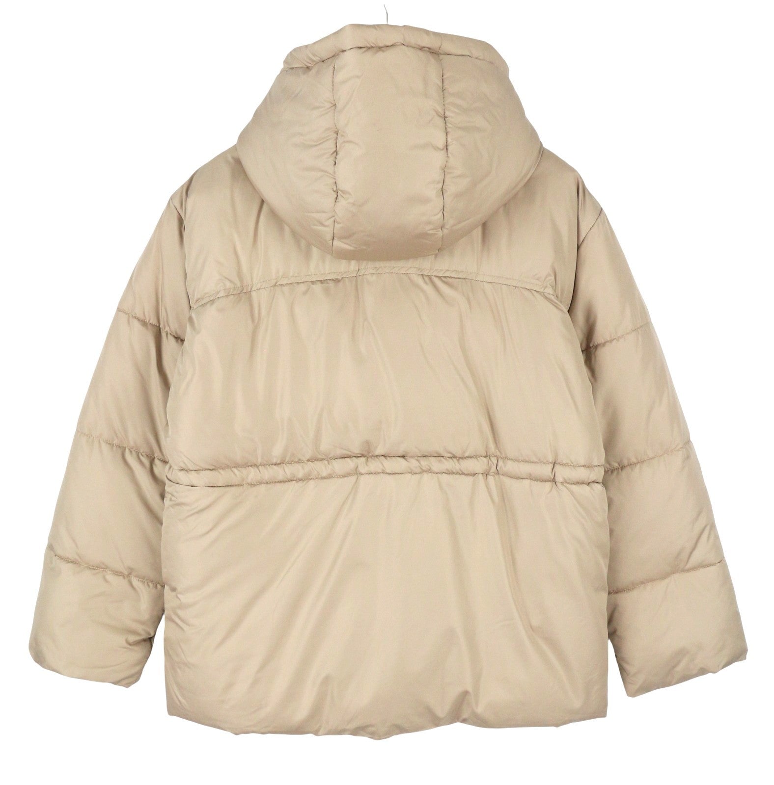 PIECES Louie Short Puffer Women Jacket S Silver Mink Quilted Hooded Zip Coat