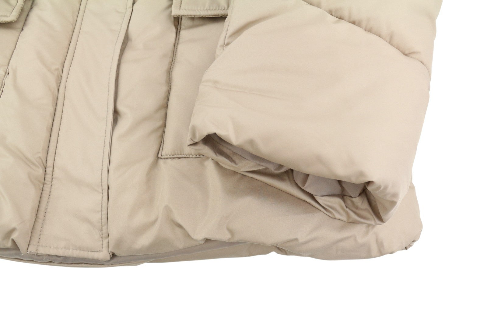 PIECES Louie Short Puffer Women Jacket S Silver Mink Quilted Hooded Zip Coat