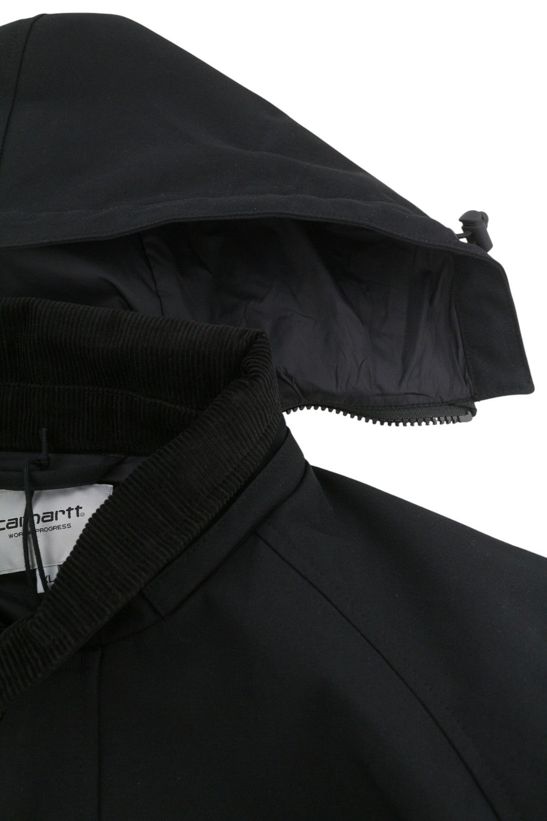 Carhartt Clarton Men Jacket XL Black Lightweight Hooded Full Zip Coat