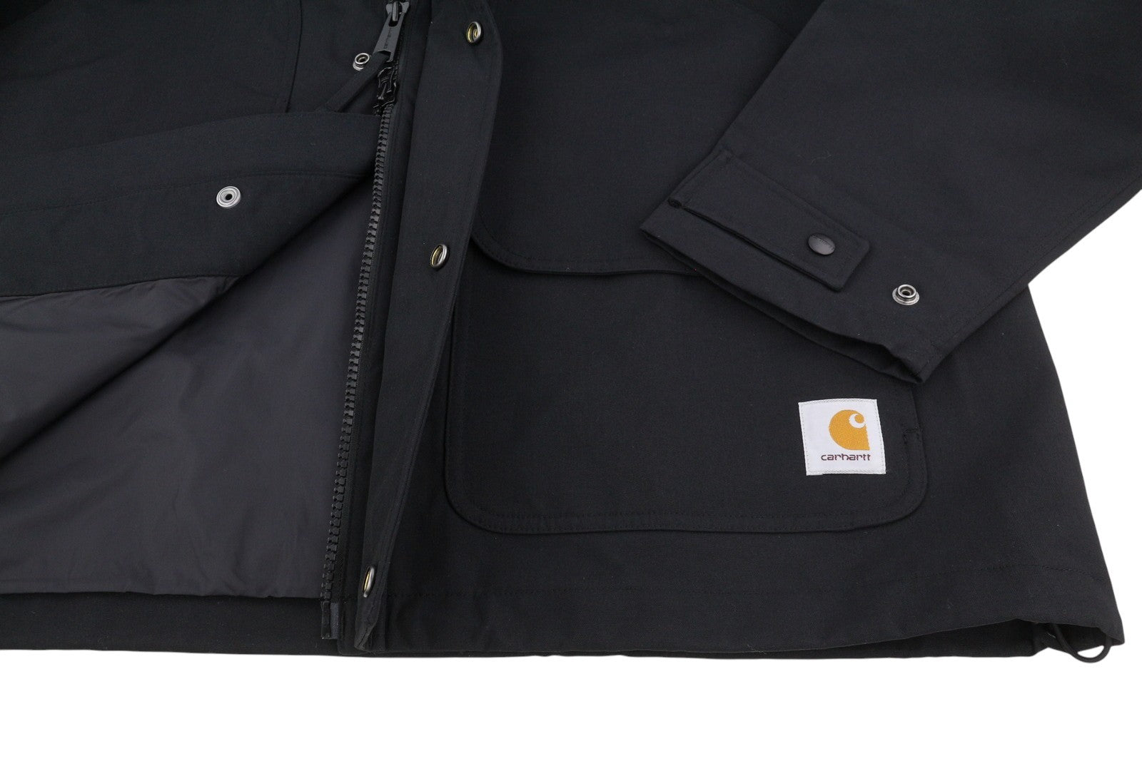 Carhartt Clarton Men Jacket XL Black Lightweight Hooded Full Zip Coat