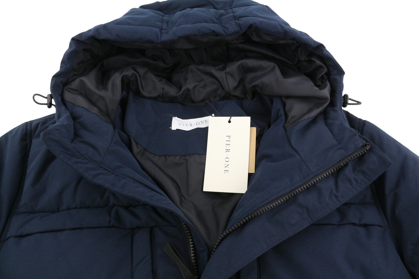 PIER ONE Women Jacket S Dark Blue Quilted Hooded Padded Lined Coat