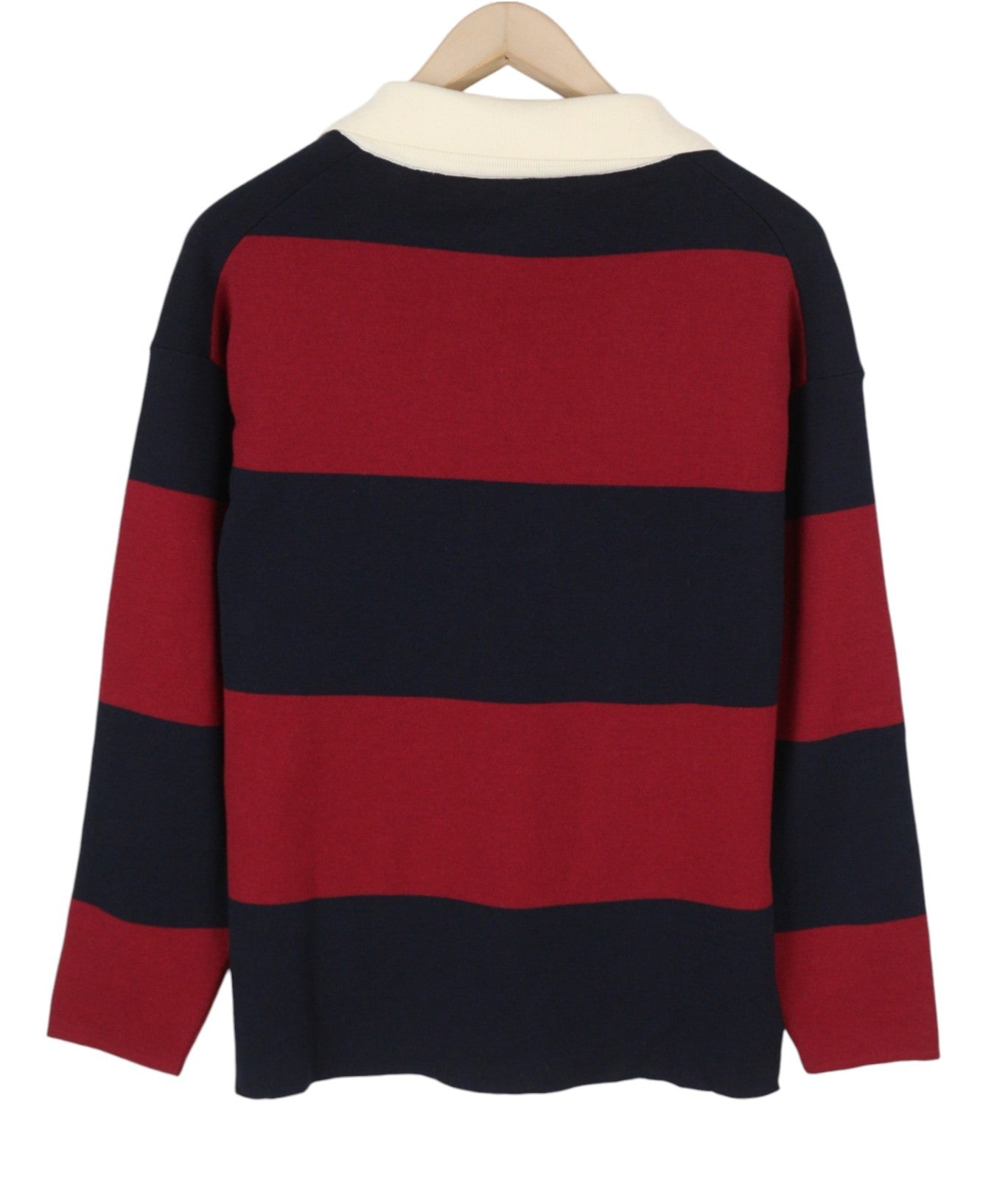 GANT Women Jumper XS Red Wool Blend Striped V Neck Oversized Knit Pull On