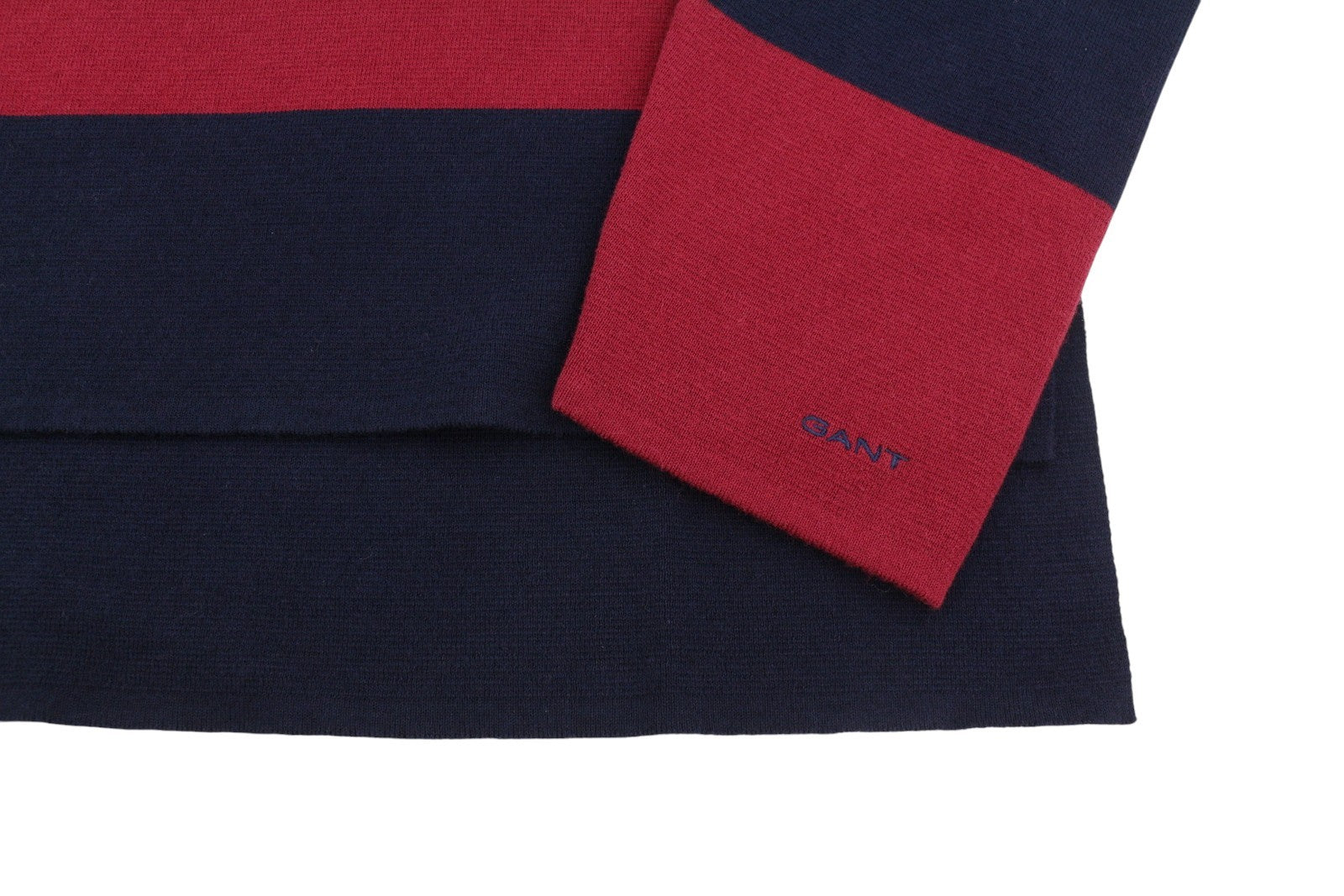 GANT Women Jumper XS Red Wool Blend Striped V Neck Oversized Knit Pull On