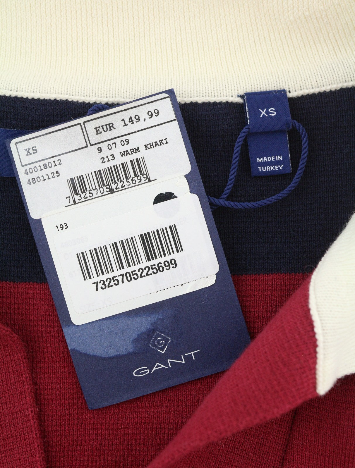 GANT Women Jumper XS Red Wool Blend Striped V Neck Oversized Knit Pull On
