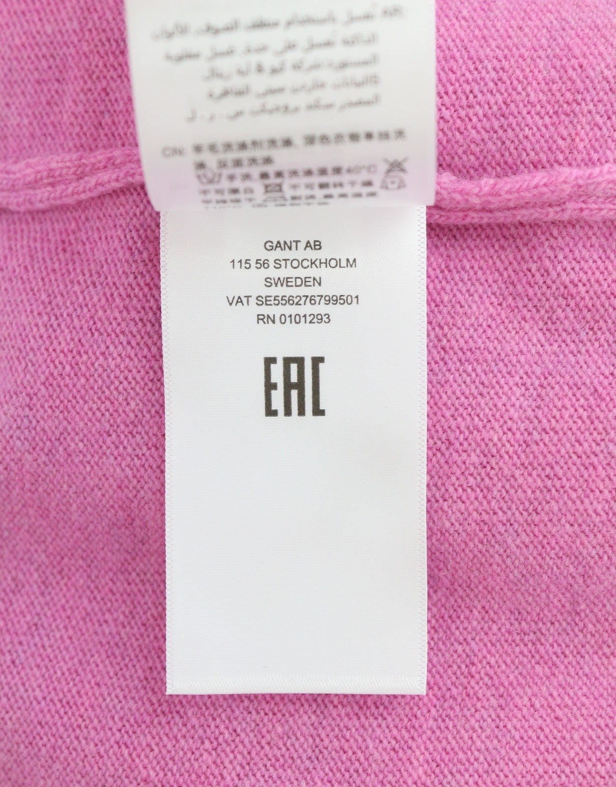 GANT Extrafine Lambswool V Neck Women Jumper L Light Fuchsia Knit Pull On