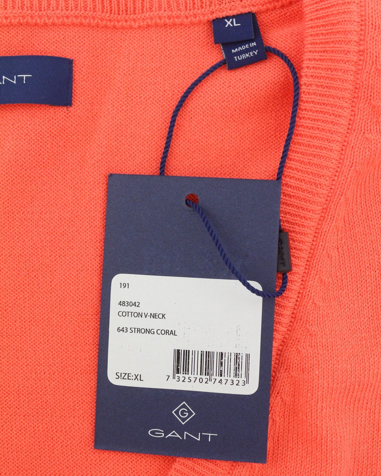 GANT Cotton V Neck Women Jumper XL Strong Coral Tight Knit Pull On
