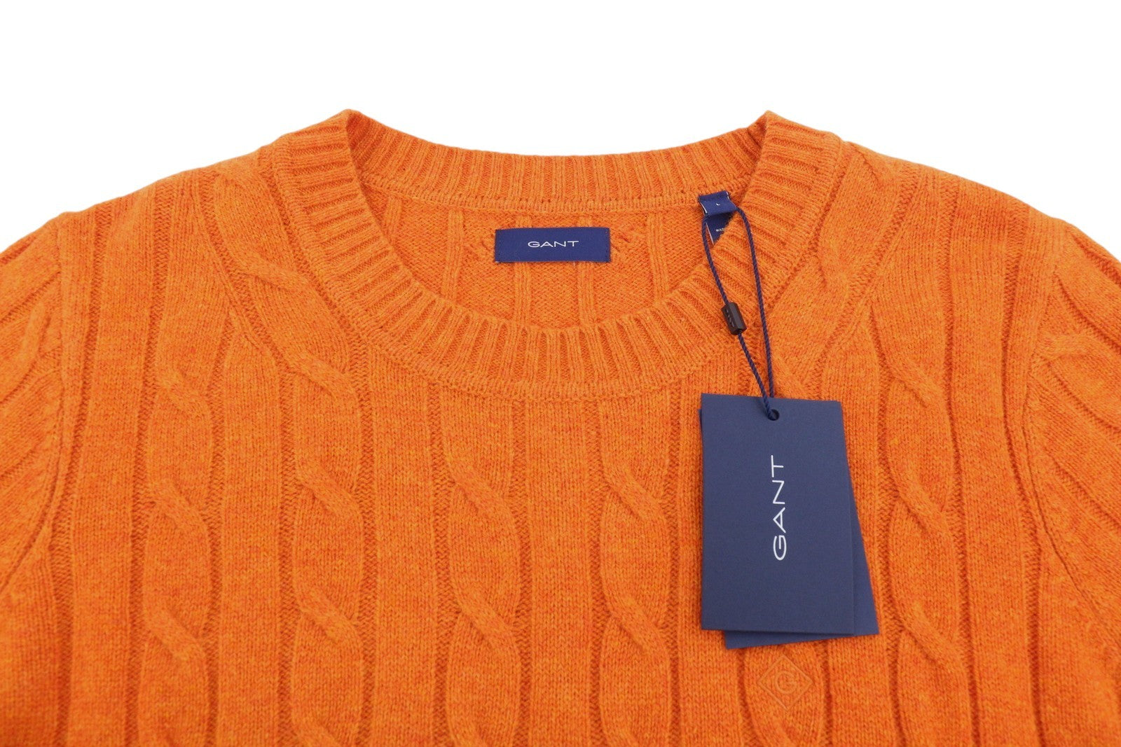 GANT Lambswool Cable C Neck Women Jumper L Golden Orange Knit Pull On