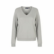 GANT Light Cotton V Neck Women Jumper 2XL Light Grey Melange Knit Pull On