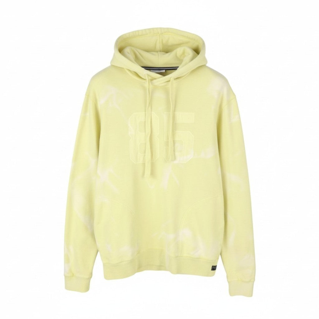 SCOTCH & SODA Men Hoodie M Yellow Faded Patterned Pockets Pull On