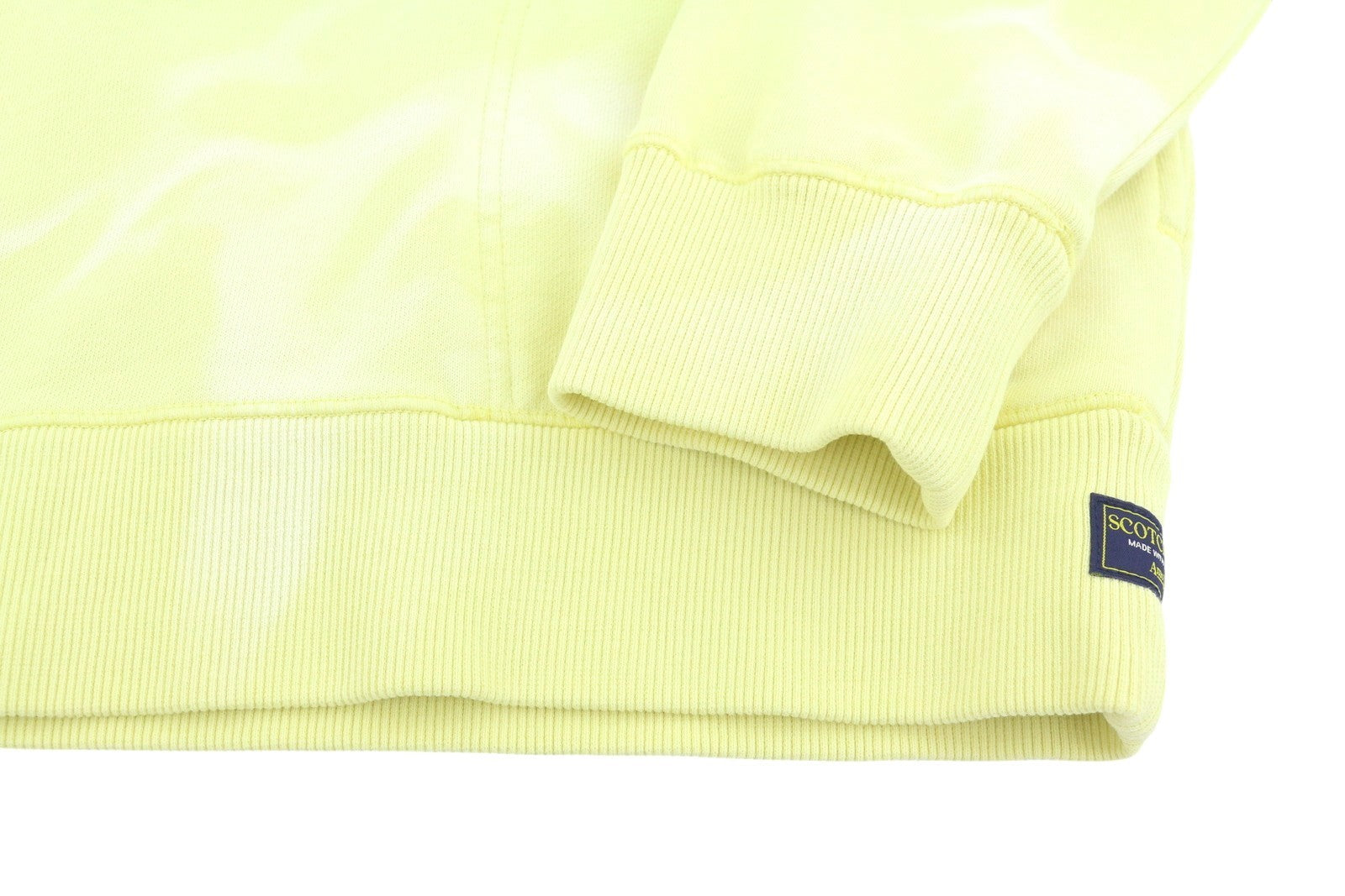 SCOTCH & SODA Men Hoodie M Yellow Faded Patterned Pockets Pull On
