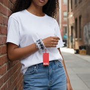 DIESEL A-Vets C Women Bracelet OS Black Denim Threads Details Silver Tone