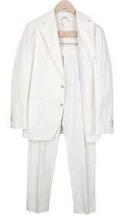 SUITSUPPLY Havana Men's Suit UK38R Slim White 2-Piece Pure Cotton Twill Jetted