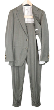 SUITSUPPLY Havana Patch Suit UK38R Men's Green Slim Wool Silk 2-Piece Set