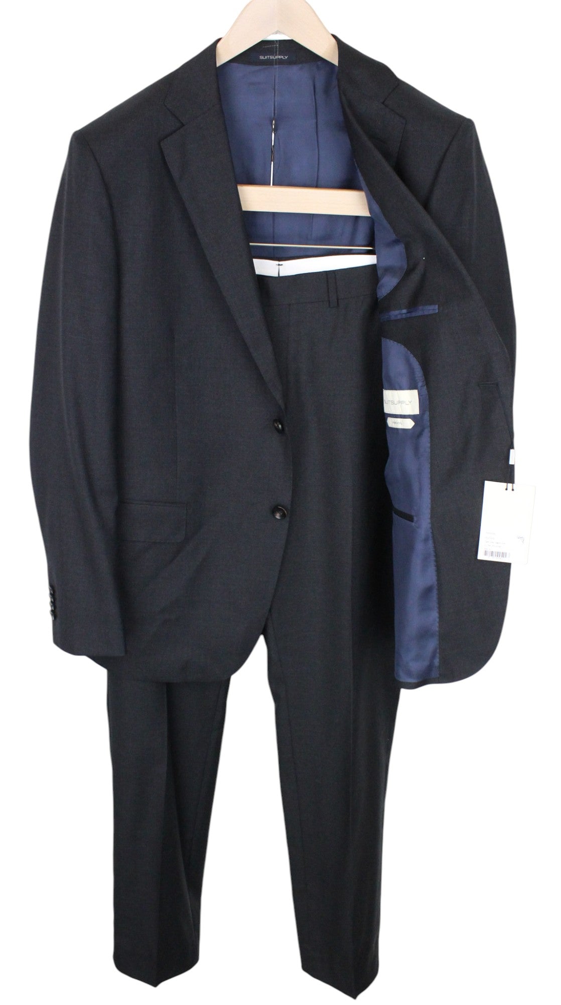 SUITSUPPLY Napoli Men's Suit UK44R Dark Grey 2-Piece Melange Pure Wool