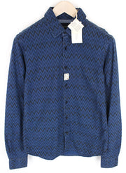 SCOTCH & SODA Ams Blauw Men Shirt S Blue Pure Cotton Denim Style Patterned