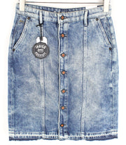 DENHAM Bo Women Skirt W25 Blue Pure Cotton Washed Buttoned Denim