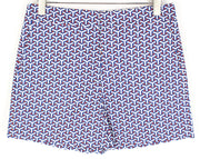 SUITSUPPLY Women Shorts 40 Blue Red White Ornamet Patterned Casual Slit Pocket