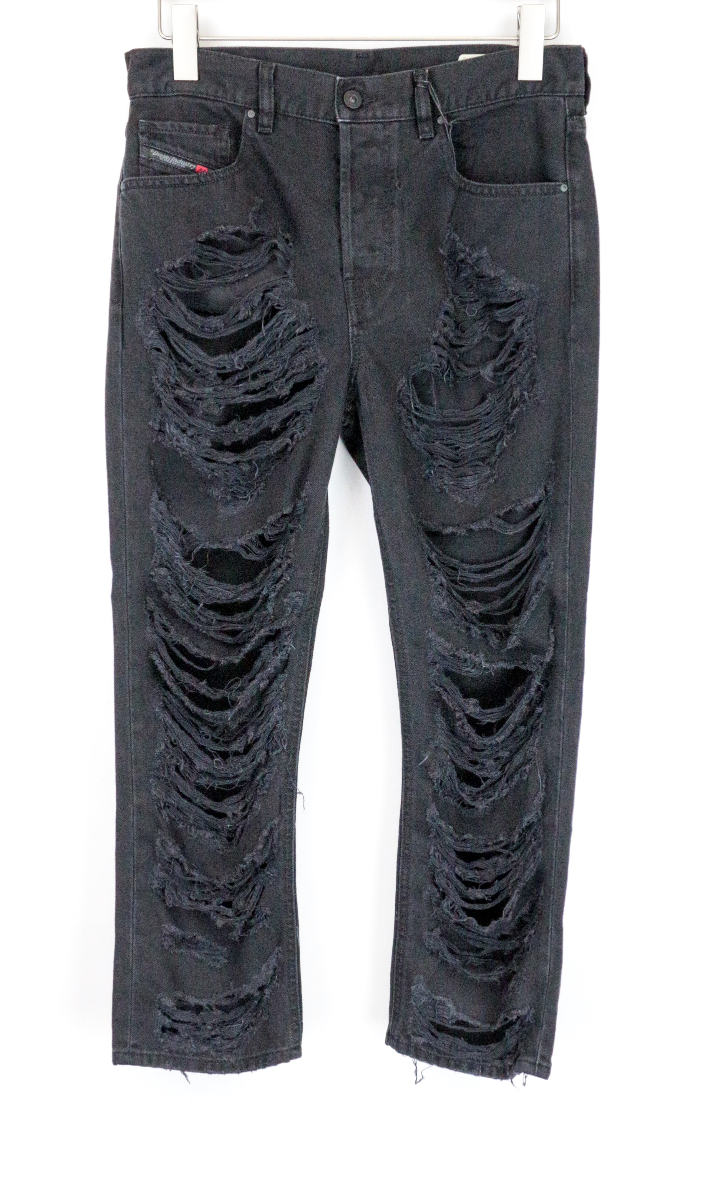 DIESEL Aryel 084WH Women's Jeans W27/L32 Straight Fit Black Ripped Cotton