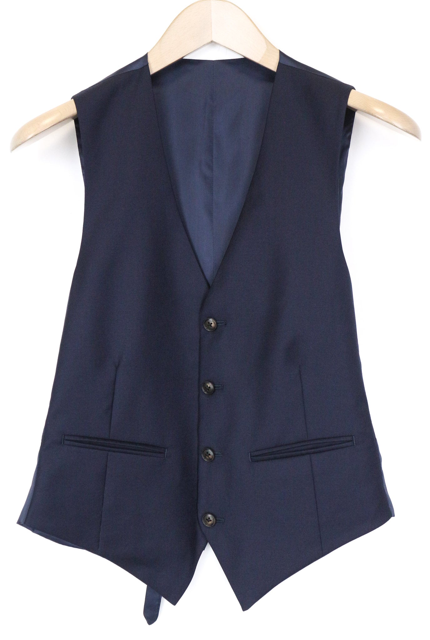 SUITSUPPLY Napoli Men's Suit UK34R Blue Wool 3Pc Classic Fit Single-Breasted