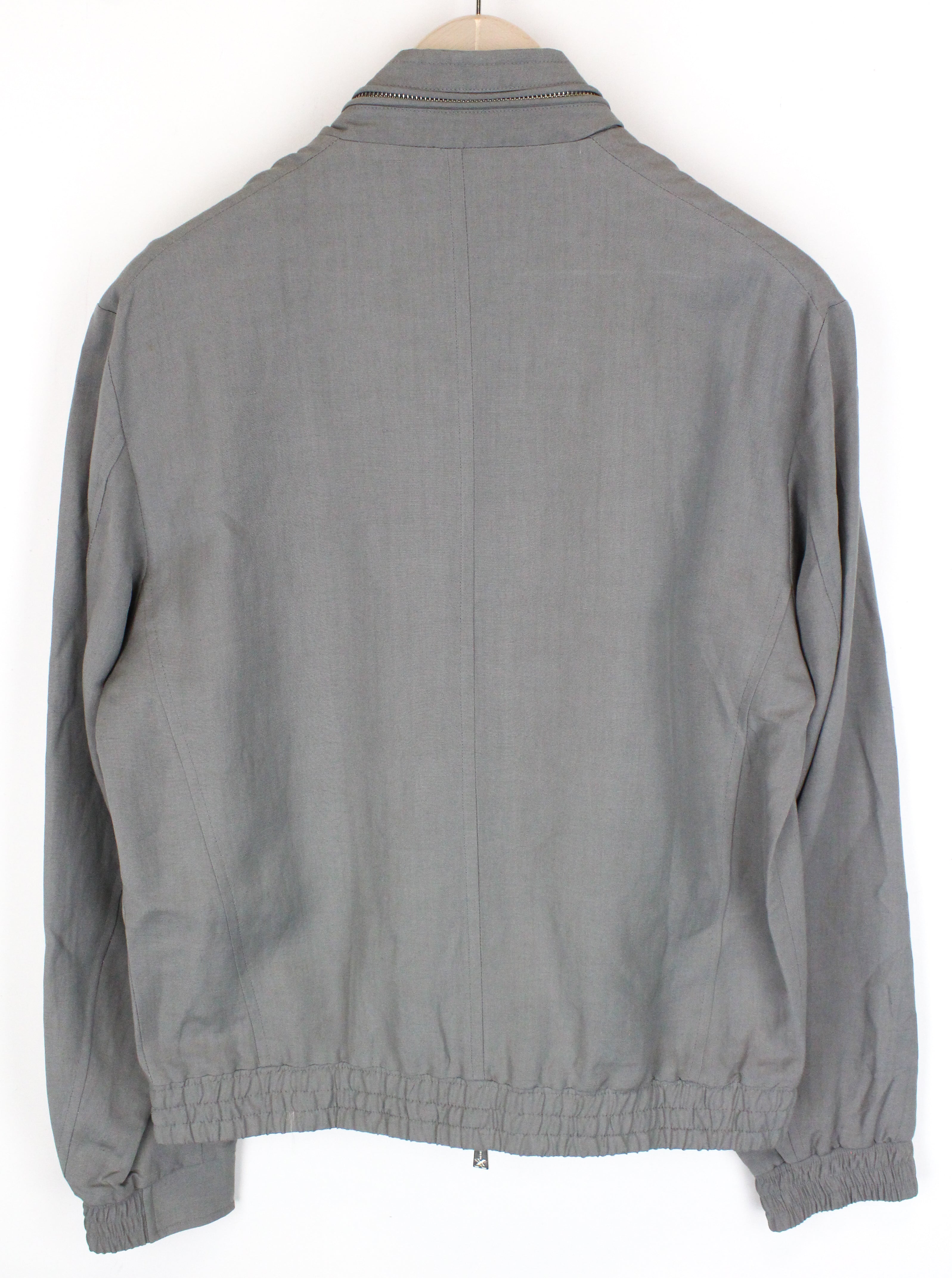 RICHMOND Men's Jacket 48 Grey Linen Blend Lined Single-Breasted Long Sleeve