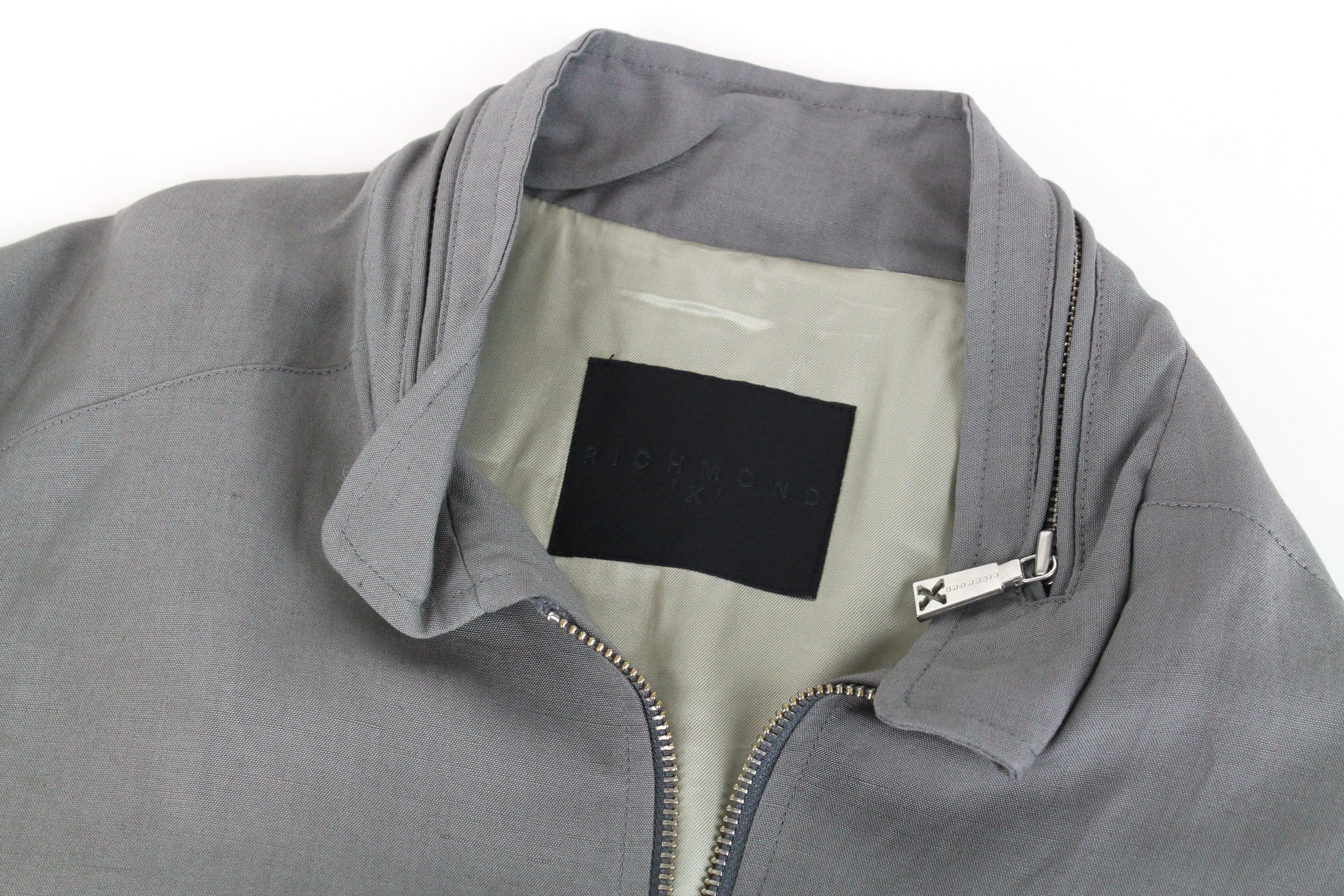 RICHMOND Men's Jacket 48 Grey Linen Lined Blazer Long Sleeved Single Breasted